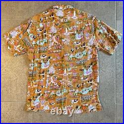 RARE Disneyland 50th Anniversary Attractions M Button up Retro Shirt SHAG USA