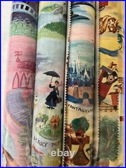 RARE MINT VINTAGE 60s DISNEYLAND WRAPPING PAPER 4 ROLL COMPLETE NOS DISNEY SET