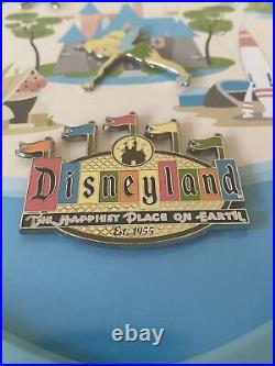 Rare Disneyland 50th Anniversary Shag Retro Map Framed Pin Set! 2005