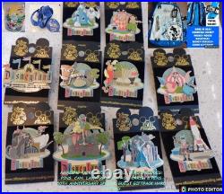 Rare New Disneyland Retro 50th Anniversary Pin Set-10 Pins-can-lanyard-backpack