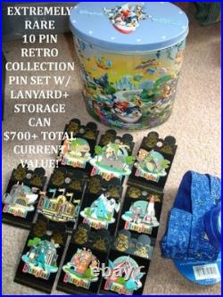 Rare New Disneyland Retro 50th Anniversary Pin Set-10 Pins-can-lanyard-backpack