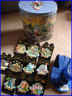 Rare New Disneyland Retro 50th Anniversary Pin Set-10 Pins-can-lanyard-backpack
