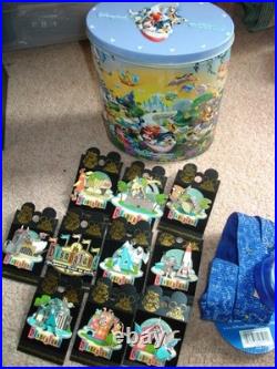 Rare New Disneyland Retro 50th Anniversary Pin Set-10 Pins-can-lanyard-backpack