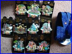 Rare New Disneyland Retro 50th Anniversary Pin Set-10 Pins-can-lanyard-backpack
