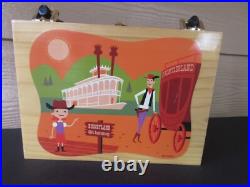 Shag Disneyland 50th Anniversary Wood Cigar Box Purse Frontierland 2005 Shag Disneyland 50th Anniversary Wood Cigar Box Purse Frontierland 2005