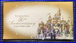 Ten 2005 Disneyland 50th Anniversary Disney Dollar Envelope Set of 10 Mint