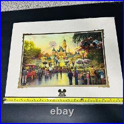 Thomas Kinkade Disneyland 50th Anniversary Disney Print 14x18 Castle Walt Mickey
