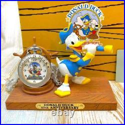 Tokyo Disneyland Donald Duck 65th Anniversary Pocket Watch Ceramic Figure Japan