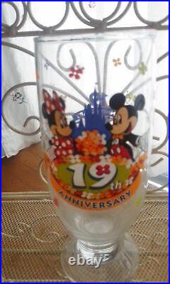 Used TDL Tokyo Disneyland 19th Anniversary Glass Set Height 160mm Diameter 60mm