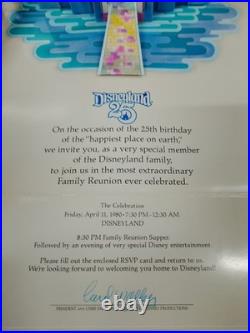 Vintage 1980 Disneyland 25th Anniversary Private Pop-Up Invitation and Pin