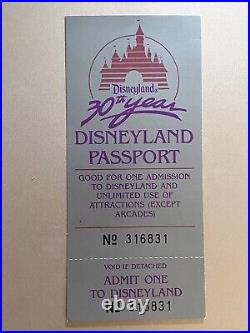 Vintage 1985 Disneyland 30th Year Complimentary Passport Unused Admission Ticket