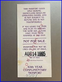 Vintage 1985 Disneyland 30th Year Complimentary Passport Unused Admission Ticket