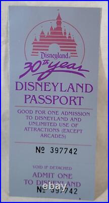 Vintage 1985 Disneyland 30th Year Passport Unused Ticket Anniversary