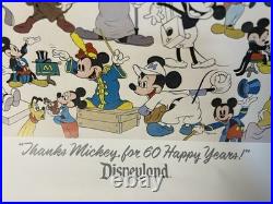 Vintage 1988 Disneyland Mickey Mouse 60th Anniversary Poster Thanks Mickey