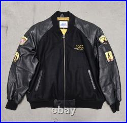 Vintage Disneyland 50th anniversary leather letterman Bomber Jacket 2005 RARE XL