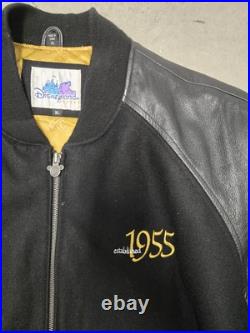 Vintage Disneyland 50th anniversary leather letterman Bomber Jacket 2005 RARE XL