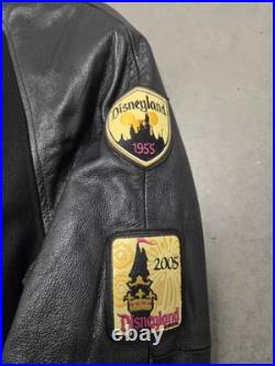 Vintage Disneyland 50th anniversary leather letterman Bomber Jacket 2005 RARE XL