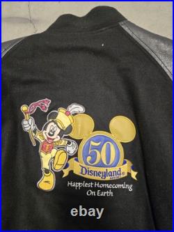 Vintage Disneyland 50th anniversary leather letterman Bomber Jacket 2005 RARE XL