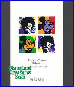 Vintage Disneyland Private Party Elizabeth Taylor 60th Birthday 1992 Souvenirs