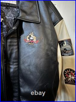 Vintage MICKEY MOUSE Disneyland 50th Anniversary Varsity Leather Jacket Small Vintage MICKEY MOUSE Disneyland 50th Anniversary Varsity Leather Jacket Small