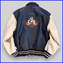 Vintage MICKEY MOUSE Disneyland 50th Anniversary Varsity Leather Jacket Small