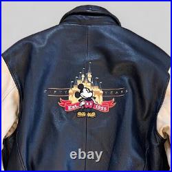 Vintage MICKEY MOUSE Disneyland 50th Anniversary Varsity Leather Jacket Small