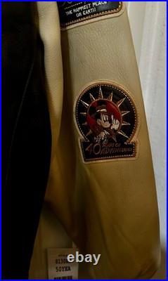 Vintage MICKEY MOUSE Disneyland 50th Anniversary Varsity Leather Jacket Small Vintage MICKEY MOUSE Disneyland 50th Anniversary Varsity Leather Jacket Small