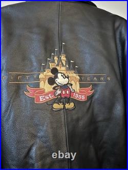 Vintage MICKEY MOUSE Disneyland 50th Anniversary Varsity Leather Jacket Small Vintage MICKEY MOUSE Disneyland 50th Anniversary Varsity Leather Jacket Small