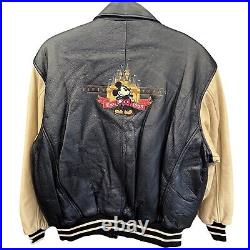 Vintage Mickey Disneyland 50th Anniversary Varsity Leather Jacket NWT SZ LARGE