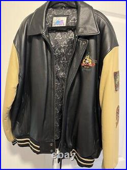 Vintage Rare Disneyland Mickey Mouse 50th Anniversary Varsity Leather Jacket 2XL