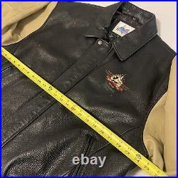 Vtg MICKEY MOUSE Disneyland 50th Anniversary Varsity Leather Patches Jacket XL