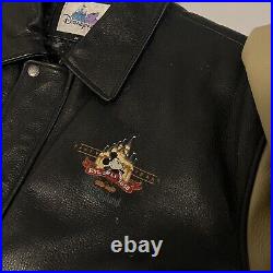 Vtg MICKEY MOUSE Disneyland 50th Anniversary Varsity Leather Patches Jacket XL
