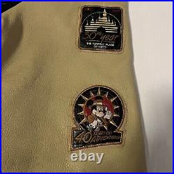 Vtg MICKEY MOUSE Disneyland 50th Anniversary Varsity Leather Patches Jacket XL