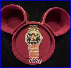 Wittnauer Watch Disneyland 50 Anniversary Goldtone Black Face Watch