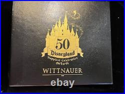 Wittnauer Watch Disneyland 50 Anniversary Goldtone Black Face Watch